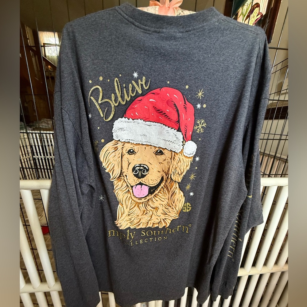 Simply Southern Dog Christmas tee shirt - Gray